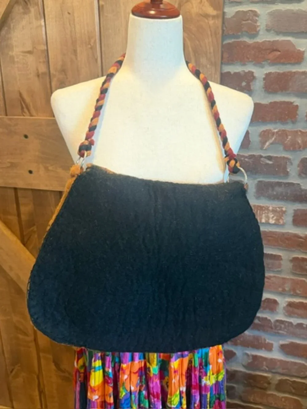 Rising Tide 100% Wool Felt Floral Shoulder Bag Handmade Nepal Boho NWT